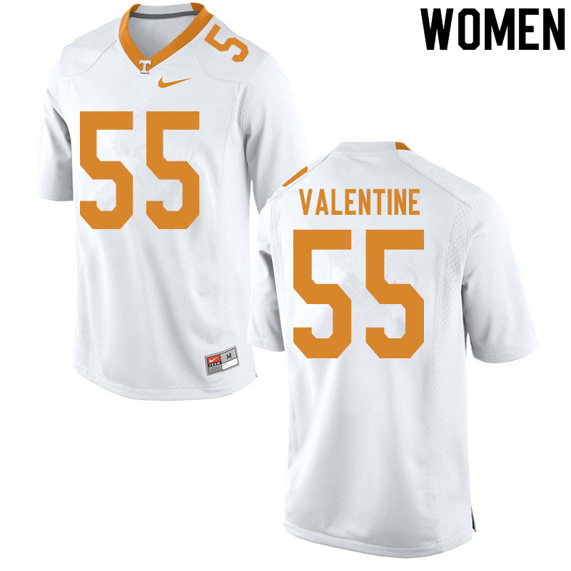 Women #55 Eunique Valentine Tennessee Volunteers College Football Jerseys Sale-White - Click Image to Close